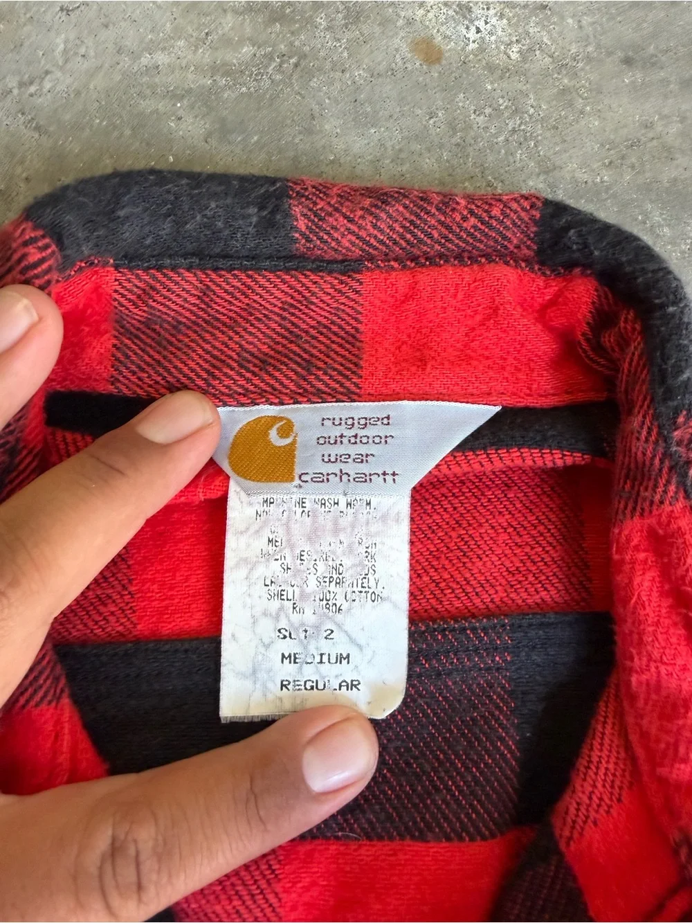 Vintage Carhartt Flannel Shirt Men's M Red Plaid Heavyweight Cotton USA Made